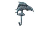 Seaworn Blue Cast Iron Decorative Dolphins Wall Hook 6""
