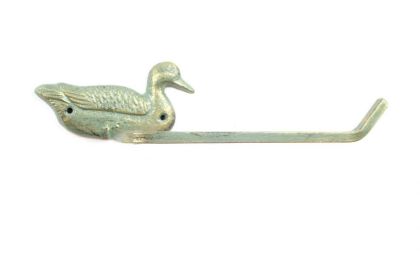 Antique Seaworn Bronze Cast Iron Mallard Duck Toilet Paper Holder 10""