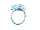Rustic Dark Blue Whitewashed Cast Iron Fish Bone Towel Holder 5.5"