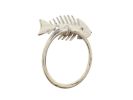 Whitewashed Cast Iron Fish Bone Towel Holder 5.5"