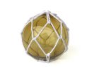 Tabletop LED Lighted Amber Japanese Glass Ball Fishing Float with Brown Netting Decoration 4""