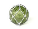 Tabletop LED Lighted Green Japanese Glass Ball Fishing Float with White Netting Decoration 4""