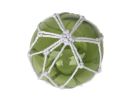 Tabletop LED Lighted Green Japanese Glass Ball Fishing Float with White Netting Decoration 4""