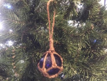 Blue Japanese Glass Ball Fishing Float Decoration Christmas Ornament 2""