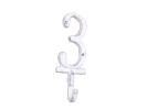 Whitewashed Cast Iron Number 3 Wall Hook 6""