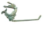 Antique Seaworn Bronze Cast Iron Decorative Arching Mermaid Toilet Paper Holder 11"