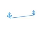 Dark Blue Whitewashed Cast Iron Anchor Bath Towel Holder 27""