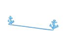 Dark Blue Whitewashed Cast Iron Anchor Bath Towel Holder 27""