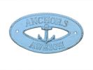 Rustic Light Blue Cast Iron Anchors Aweigh with Anchor Sign 8""