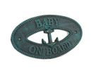 Seaworn Blue Cast Iron Baby on Board with Anchor Sign 8""