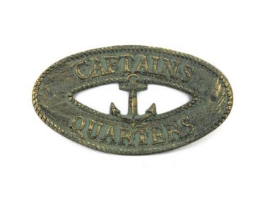 Antique Bronze Cast Iron Captains Quarters with Anchor Sign 8"