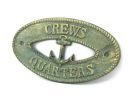 Antique Bronze Cast Iron Crews Quarters with Anchor Sign 8"