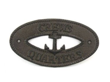 Cast Iron Crews Quarters with Anchor Sign 8"