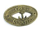 Antique Gold Cast Iron Crews Quarters with Anchor Sign 8"