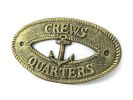 Antique Gold Cast Iron Crews Quarters with Anchor Sign 8"