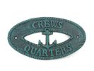 Seaworn Blue Cast Iron Crews Quarters with Anchor Sign 8"