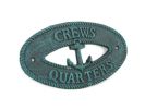 Seaworn Blue Cast Iron Crews Quarters with Anchor Sign 8"