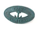 Seaworn Blue Cast Iron Crews Quarters with Anchor Sign 8"