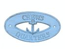 Rustic Light Blue Cast Iron Crews Quarters with Anchor Sign 8"