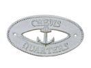 Whitewashed Cast Iron Crews Quarters with Anchor Sign 8"