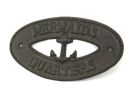 Cast Iron Mermaids Quarters with Anchor Sign 8"