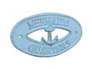 Rustic Light Blue Cast Iron Mermaids Quarters with Anchor Sign 8"