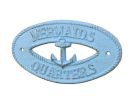 Rustic Light Blue Cast Iron Mermaids Quarters with Anchor Sign 8"