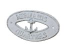 Whitewashed Cast Iron Mermaids Quarters with Anchor Sign 8"