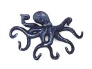 Rustic Dark Blue Cast Iron Octopus Hook 11""