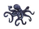 Rustic Dark Blue Cast Iron Octopus Hook 11""