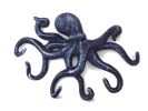 Rustic Dark Blue Cast Iron Octopus Hook 11""