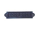 Rustic Dark Blue Cast Iron Poop Deck Sign 6"