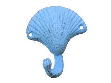Rustic Light Blue Seashell Hook 4""