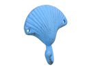 Rustic Light Blue Seashell Hook 4""