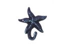 Rustic Dark Blue Cast Iron Starfish Hook 4"