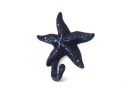 Rustic Dark Blue Cast Iron Starfish Hook 4"