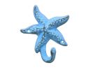 Rustic Light Blue Cast Iron Starfish Hook 4"