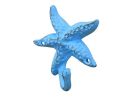 Rustic Light Blue Cast Iron Starfish Hook 4"