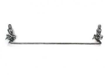 Antique Silver Cast Iron Mermaid Bath Towel Holder 26""