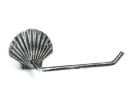 Antique Silver Cast Iron Shell Toilet Paper Holder 10"