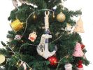 Wooden Rustic Decorative Blue and White Anchor Christmas Tree Ornament
