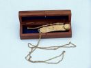 Antique Brass Boatswain (Bosun) Whistle 5"" with Rosewood Box