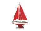 Wooden Decorative Sailboat Model Red with Red Sails 12""