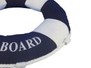 Blue Welcome Aboard Decorative Life Ring Pillow 14""