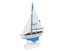Wooden Light Blue Pacific Sailer Model Sailboat Decoration 9""