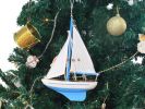 Wooden Light Blue Sailboat Model Christmas Tree Ornament 9""