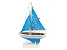Wooden Light Blue Sailboat with Light Blue Sails Christmas Tree Ornament 9""