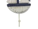 Wooden Rustic Decorative Blue and White Sailboat with Hook 7"