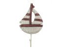 Wooden Rustic Decorative Red and White Sailboat with Hook 7"