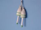 Set of 2 - Wooden Vintage Light Green Decorative Maine Lobster Trap Buoy 7"